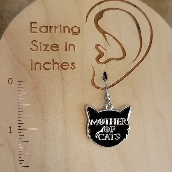 🔥LAST PAIR🔥 Mother of Cats Charm Drop Earrings - Picture 3 of 6